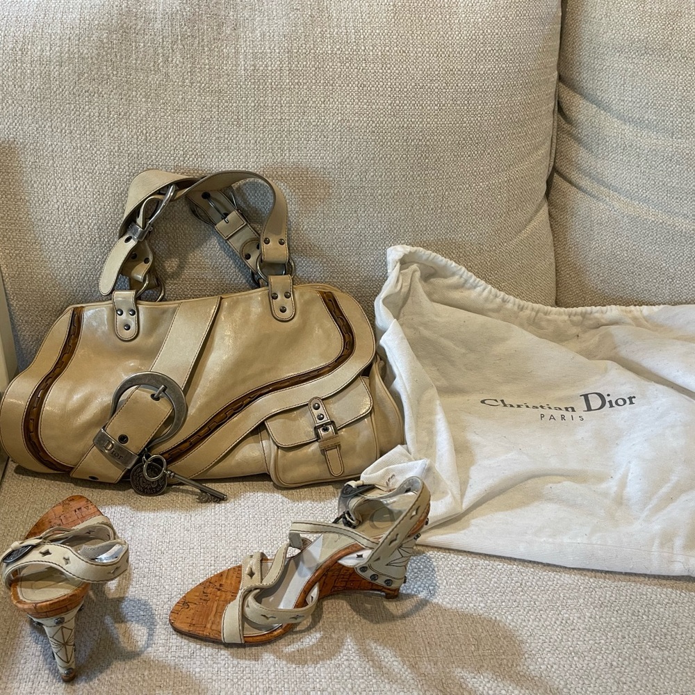 Authentic Christian Dior leatherWedge Heel.  Size 5.5.   Worn once. - Picture 2 of 3